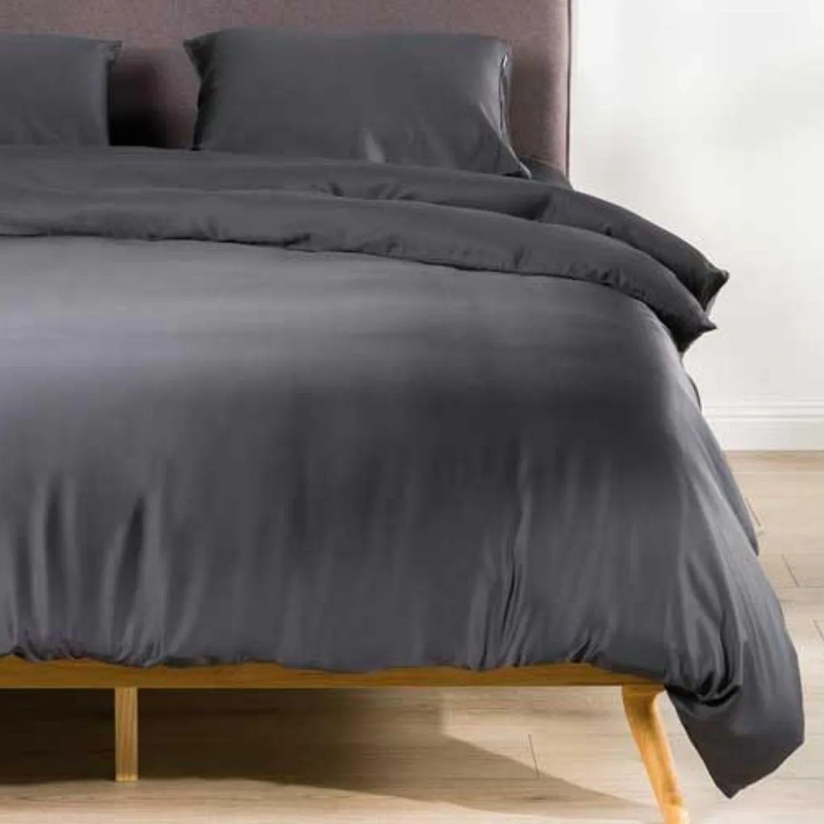 100% Organic Bamboo Duvet Cover Set A Charcoal - QUEEN