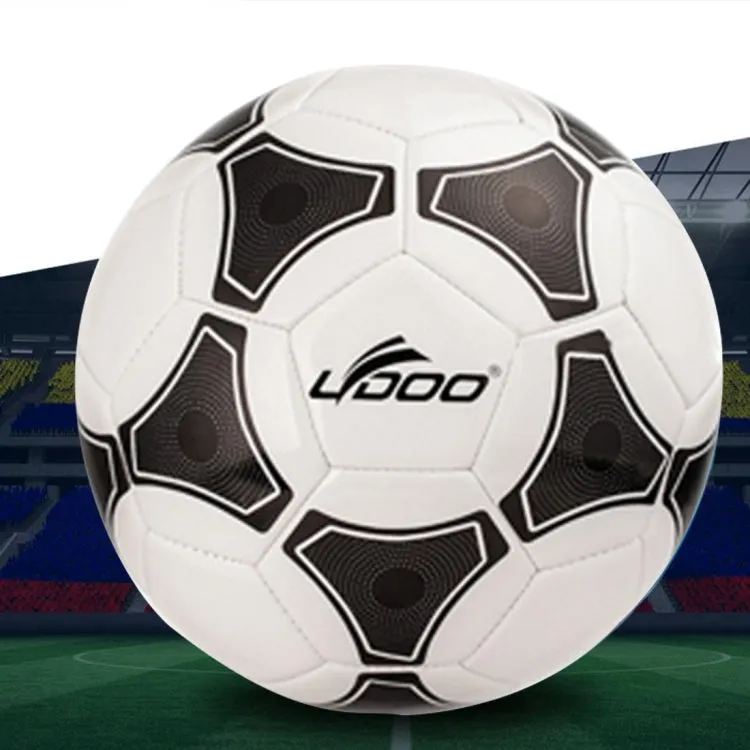 19cm PU Leather Sewing Wearable Match Football (Black   White)