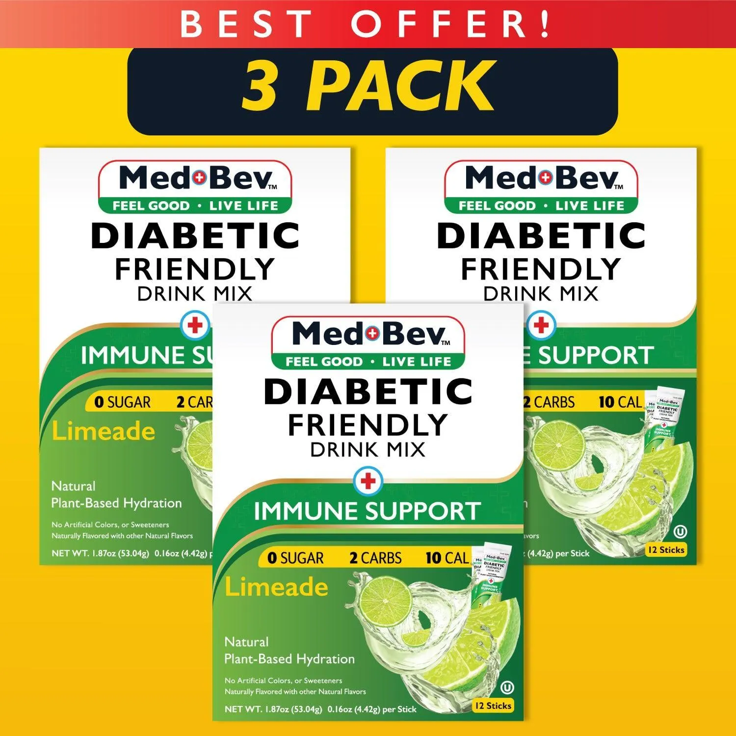 3-Pack Limeade – Sugar-Free, Low-Carb Drink Mix – Buy 2, Get 1 Free