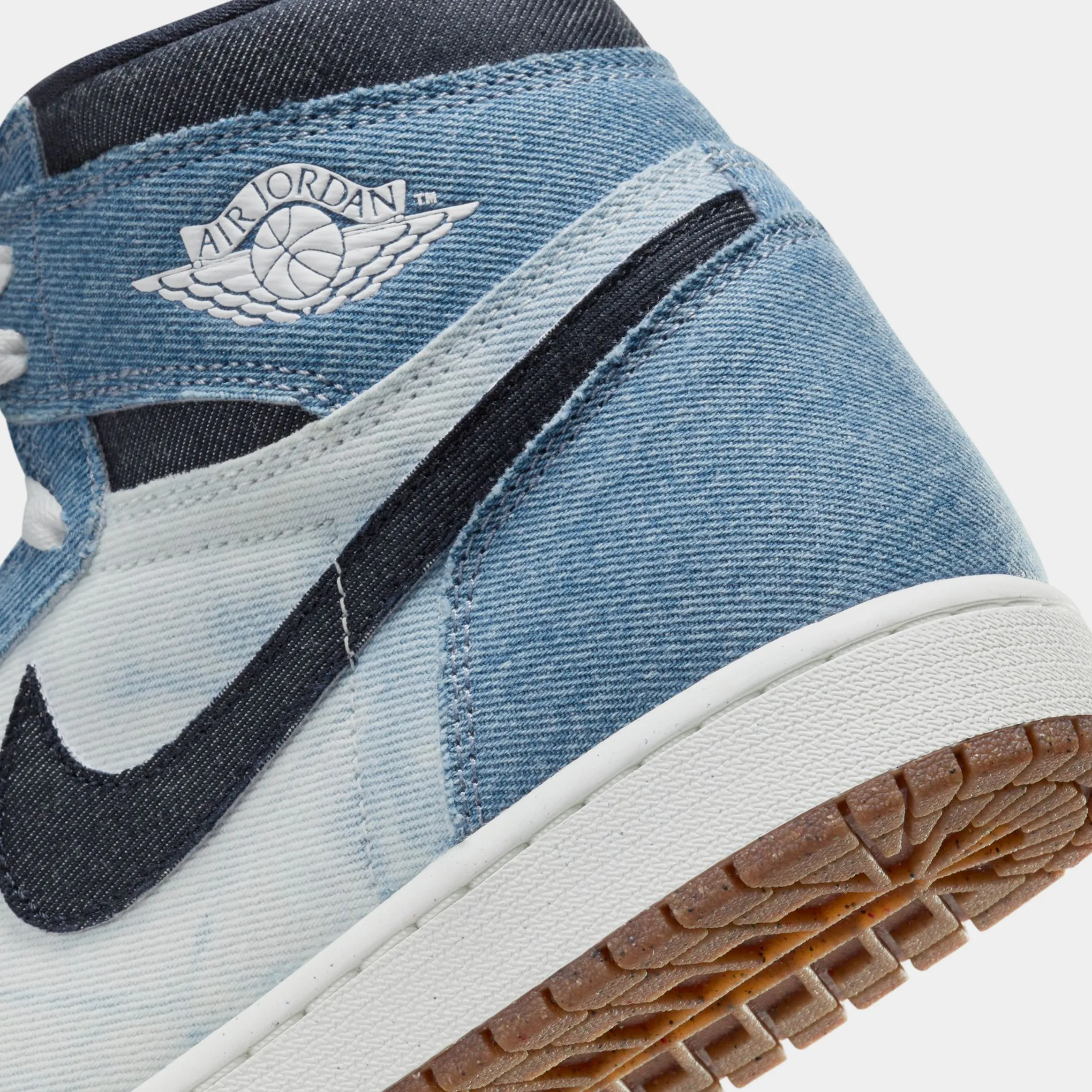 Air Jordan 1 Retro Hi Denim Mens Lifestyle Shoes (Summit White/Obsidian)