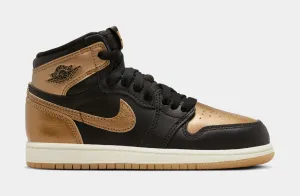 Air Jordan 1 Retro High OG Black And Gold Preschool Lifestyle Shoes (Black/Metallic Gold/Sail)