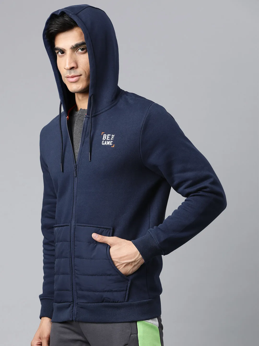 ALCIS Men Solid Blue Hoodie