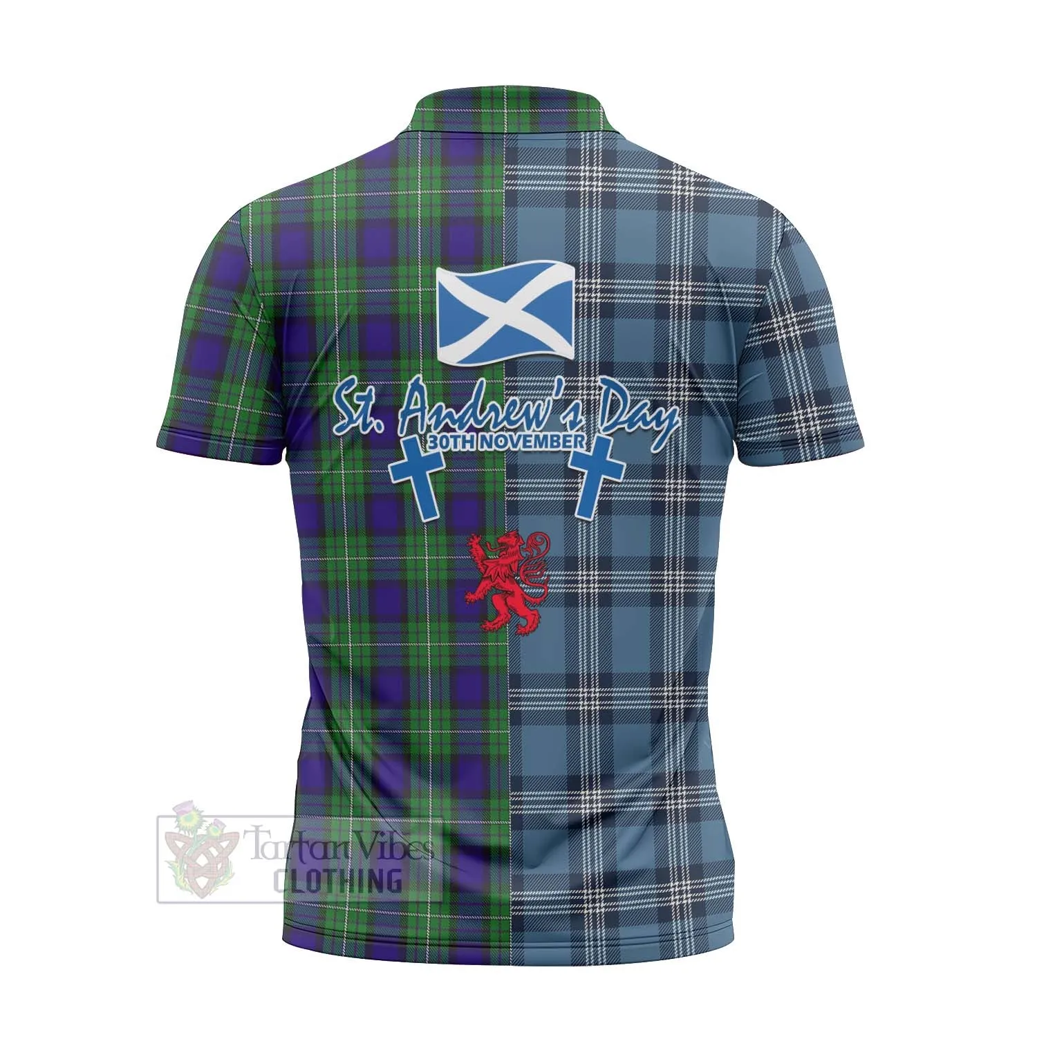 Alexander Tartan Zipper Polo Shirt Happy St. Andrew's Day Half Tartan Style