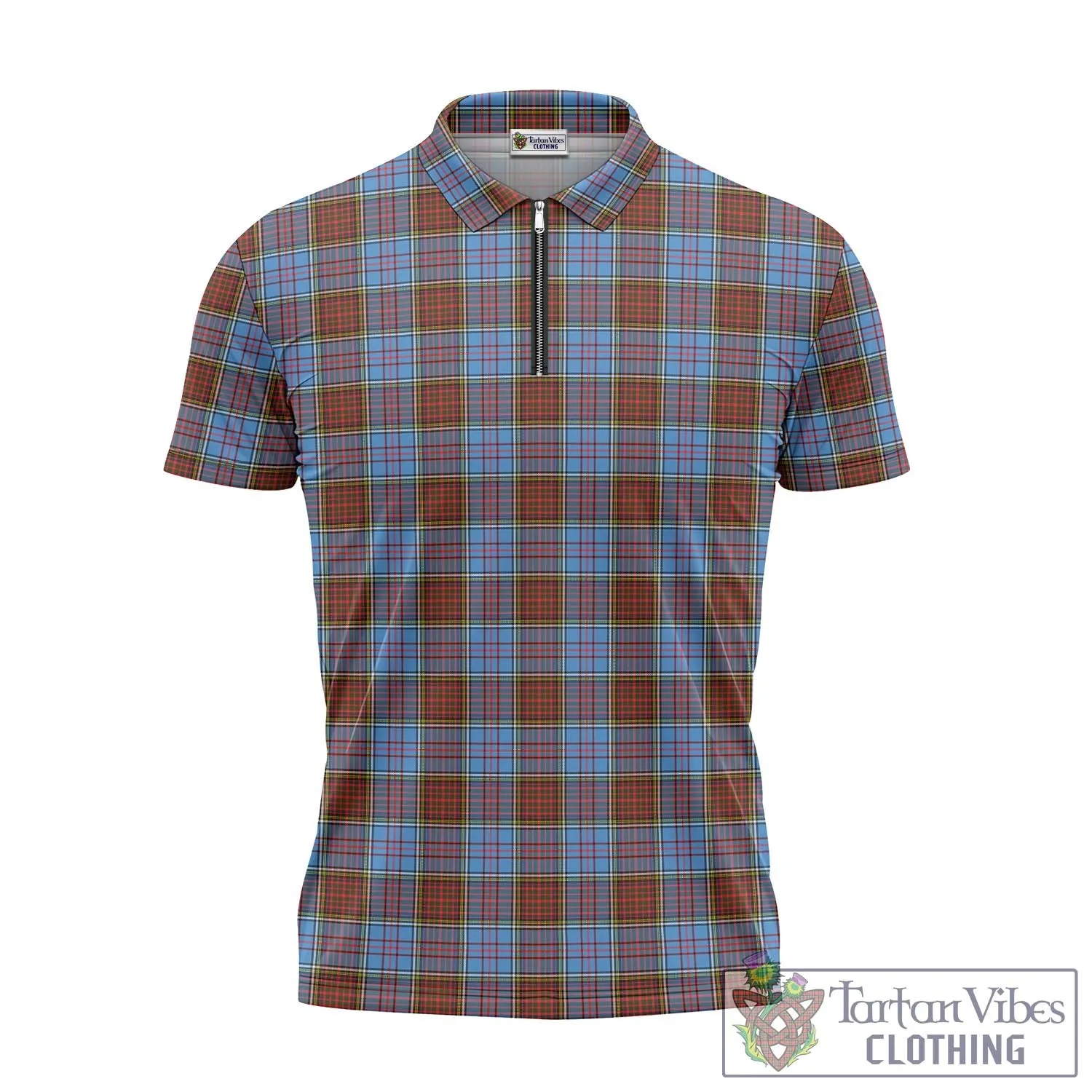 Anderson Modern Tartan Zipper Polo Shirt