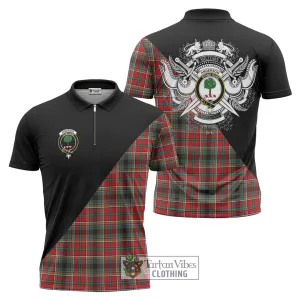 Anderson of Arbrake Tartan Zipper Polo Shirt with Family Crest and Military Logo Style