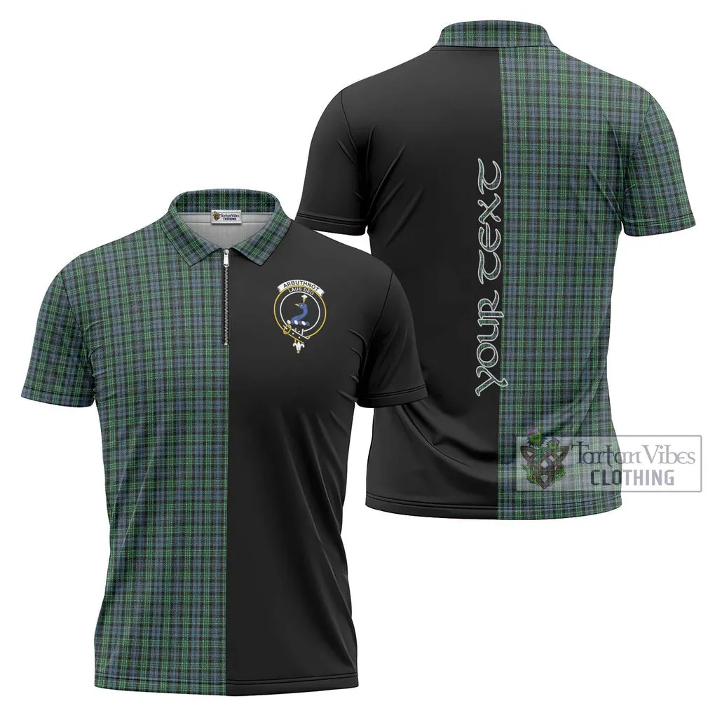 Arbuthnot Tartan Zipper Polo Shirt with Family Crest and Half Of Me Style