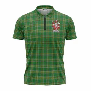 Armstrong Irish Clan Tartan Zipper Polo Shirt with Coat of Arms