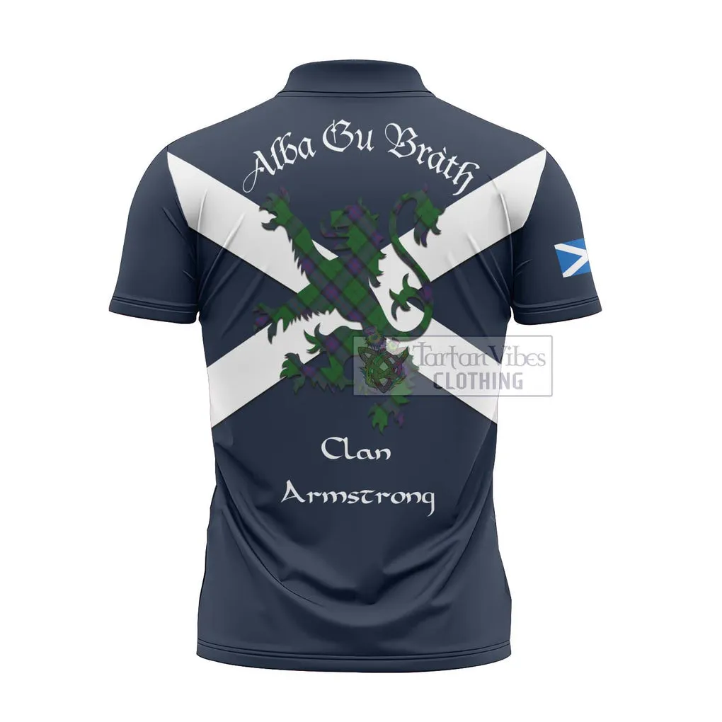 Armstrong Tartan Lion Rampant Zipper Polo Shirt Proudly Display Your Heritage with Alba Gu Brath and Clan Name