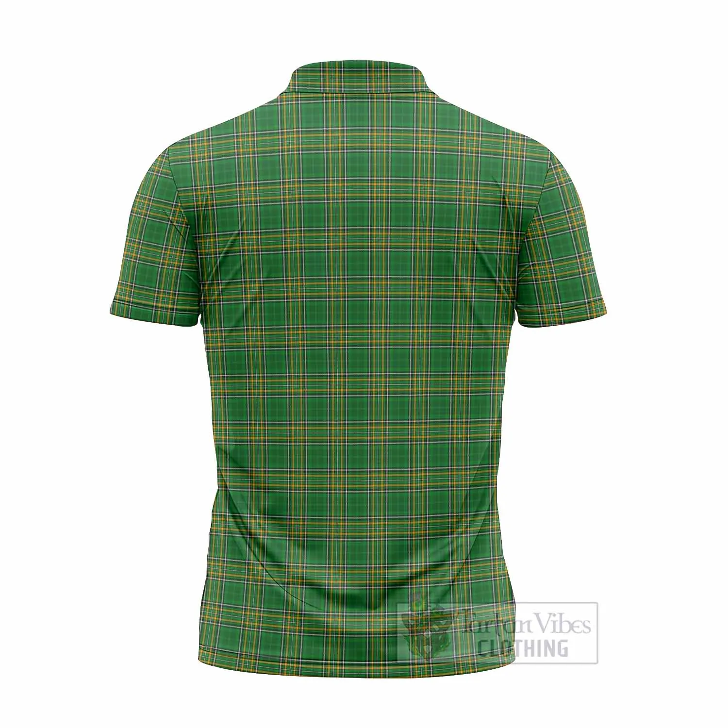 Ashborne Irish Clan Tartan Zipper Polo Shirt with Coat of Arms