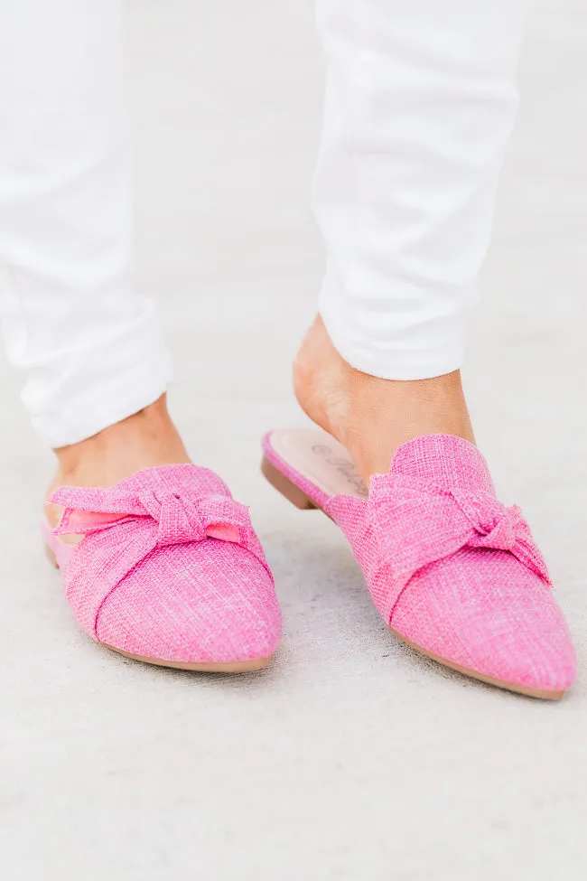 Audry Pink Tweed Bow Mule Flats FINAL SALE