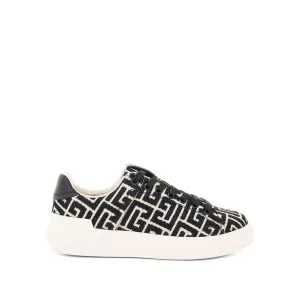 B-Court Monogram Jacquard Sneaker in Ivory/Black