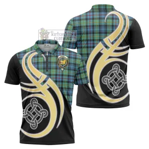 Bailey Ancient Tartan Zipper Polo Shirt with Family Crest and Celtic Symbol Style