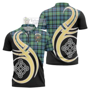 Baillie Ancient Tartan Zipper Polo Shirt with Family Crest and Celtic Symbol Style