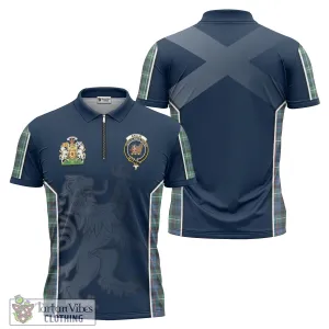 Baillie Ancient Tartan Zipper Polo Shirt with Family Crest and Lion Rampant Vibes Sport Style