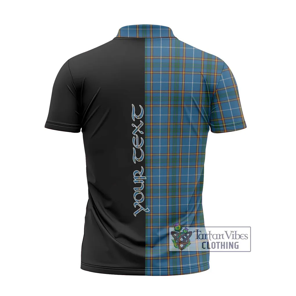 Bain Tartan Zipper Polo Shirt with Family Crest and Half Of Me Style