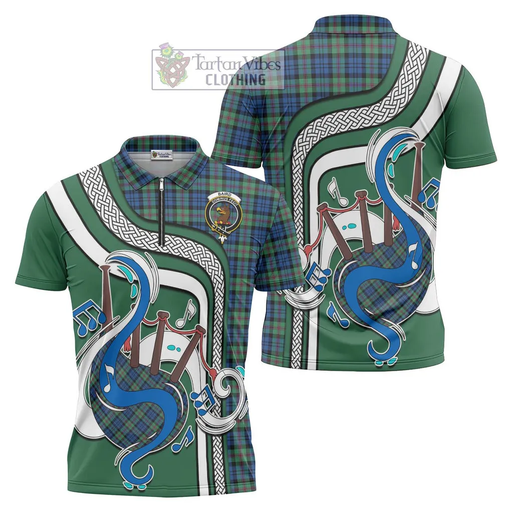 Baird Ancient Tartan Zipper Polo Shirt with Epic Bagpipe Style