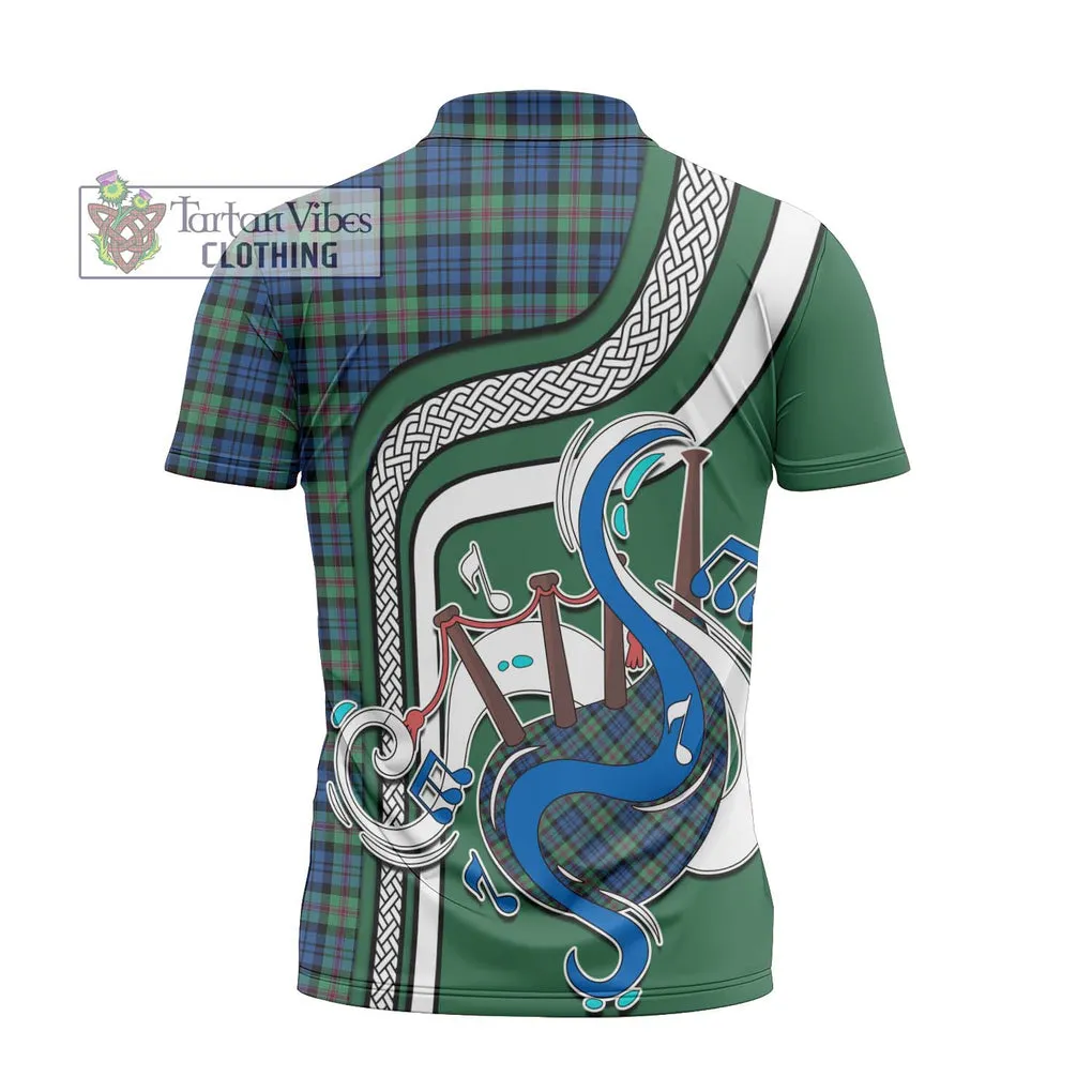 Baird Ancient Tartan Zipper Polo Shirt with Epic Bagpipe Style