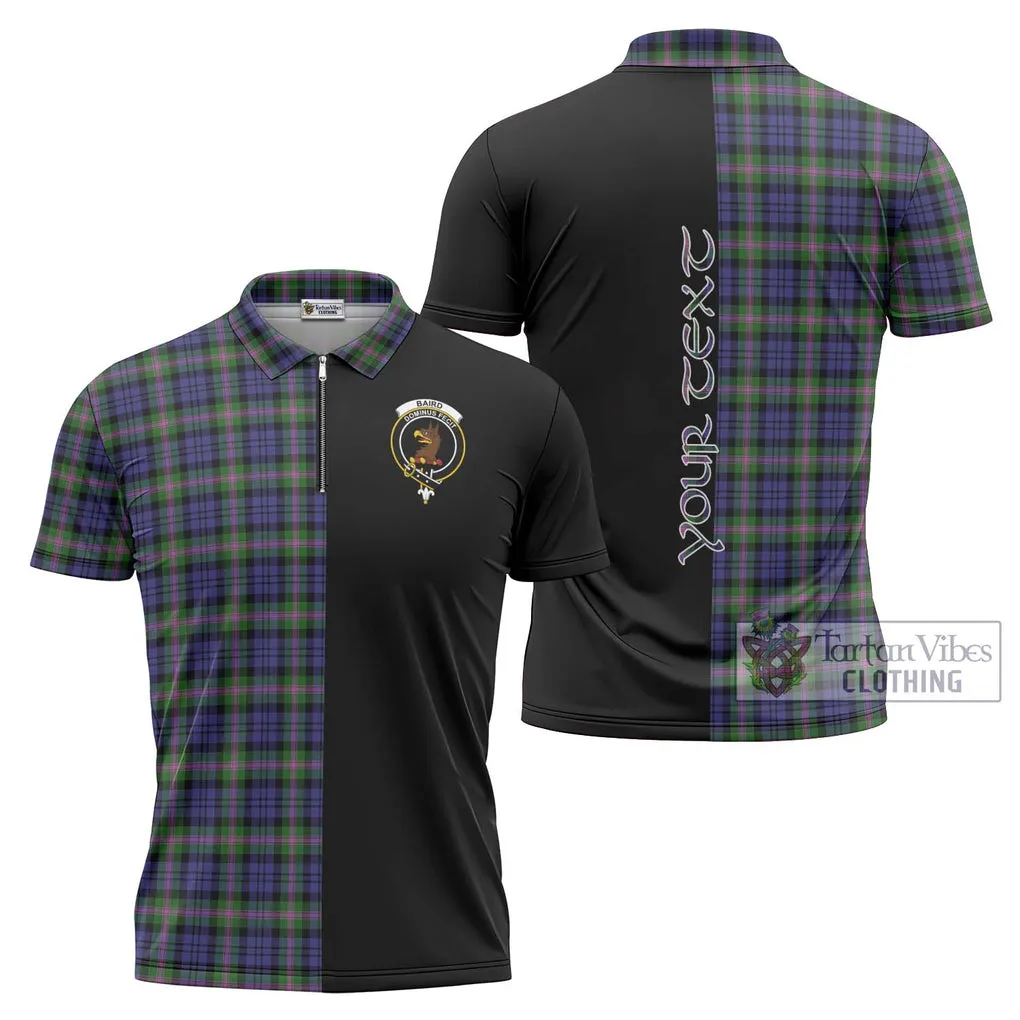 Baird Modern Tartan Zipper Polo Shirt with Family Crest and Half Of Me Style