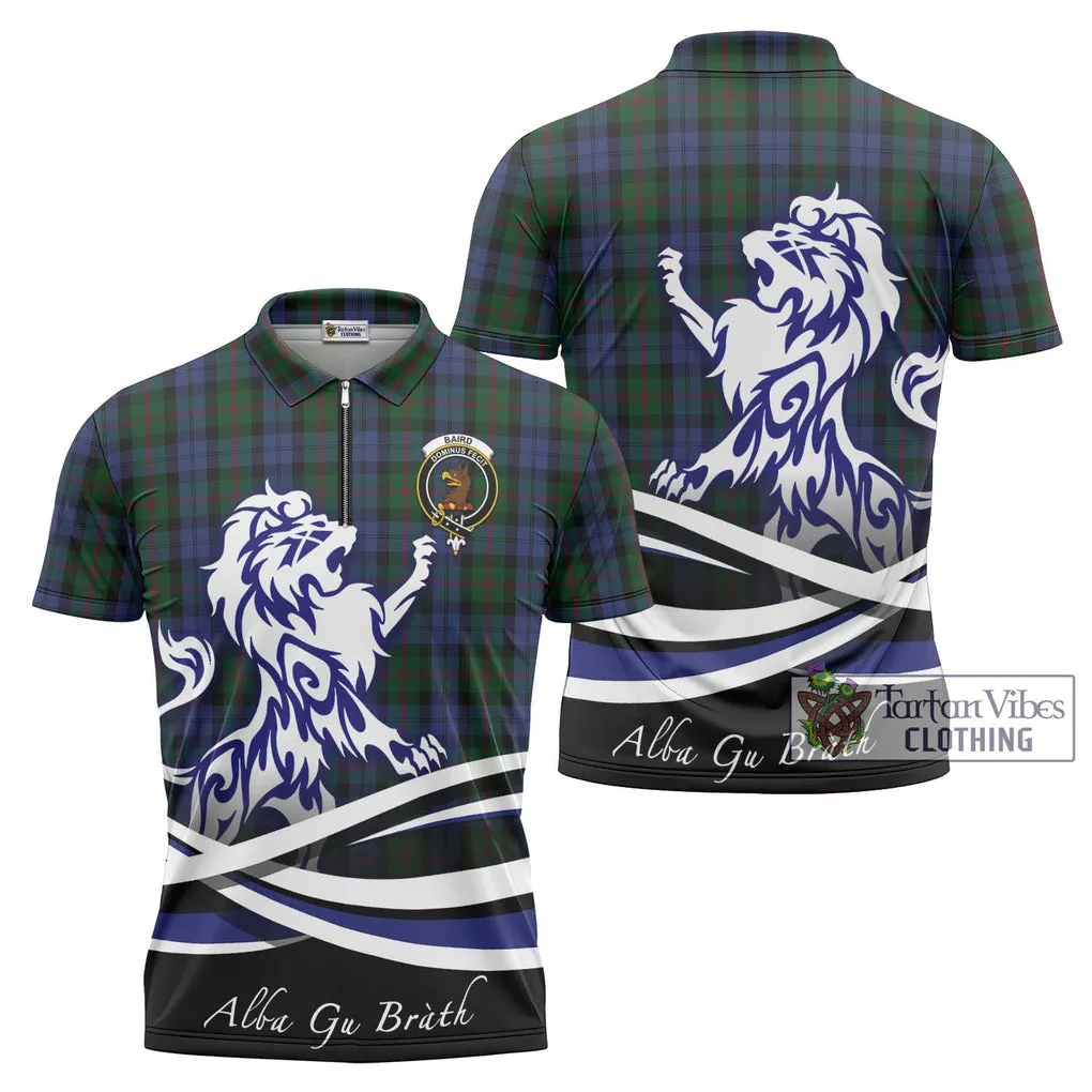 Baird Tartan Zipper Polo Shirt with Alba Gu Brath Regal Lion Emblem