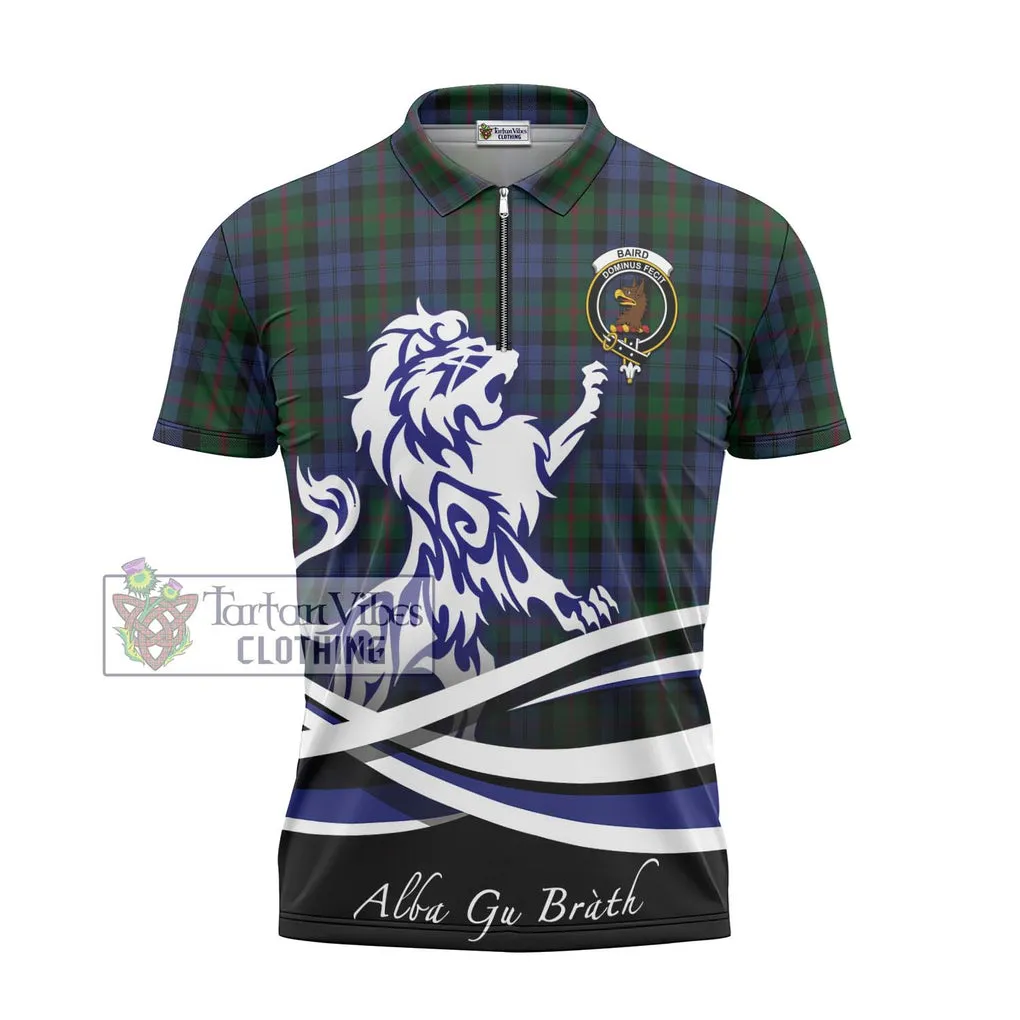 Baird Tartan Zipper Polo Shirt with Alba Gu Brath Regal Lion Emblem