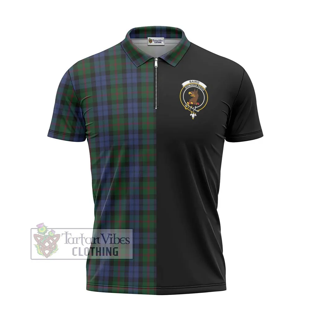 Baird Tartan Zipper Polo Shirt with Family Crest and Half Of Me Style