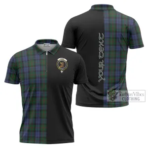 Baird Tartan Zipper Polo Shirt with Family Crest and Half Of Me Style