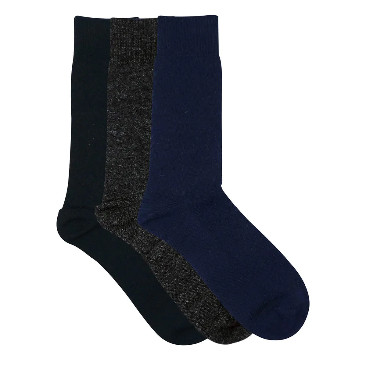 Balenzia Men's Woollen Crew/Calf length Socks(Free Size) Black,Dark Grey,Navy, Brown-(Pack of 3 Pairs/1U)