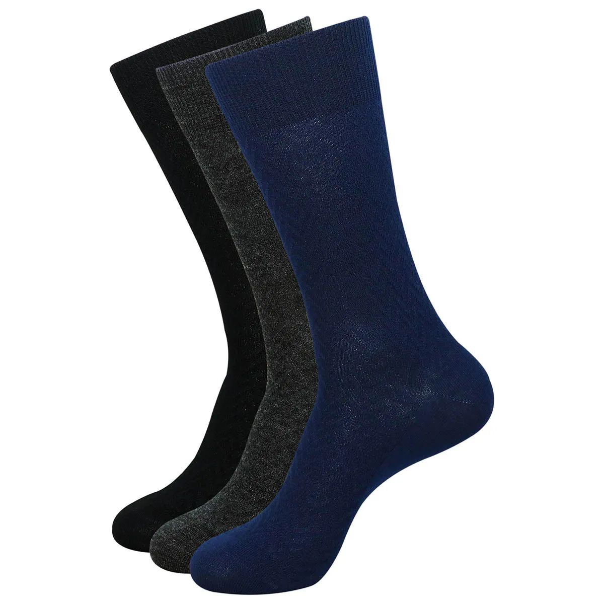 Balenzia Men's Woollen Crew/Calf length Socks(Free Size) Black,Dark Grey,Navy, Brown-(Pack of 3 Pairs/1U)