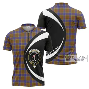 Balfour Tartan Zipper Polo Shirt with Family Crest Circle Style