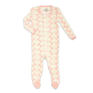 Bamboo Footies with Easy Dressing Zipper (Shell Print)