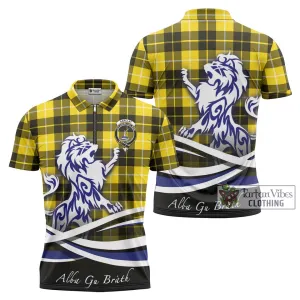 Barclay Dress Modern Tartan Zipper Polo Shirt with Alba Gu Brath Regal Lion Emblem