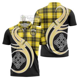 Barclay Dress Modern Tartan Zipper Polo Shirt with Family Crest and Celtic Symbol Style