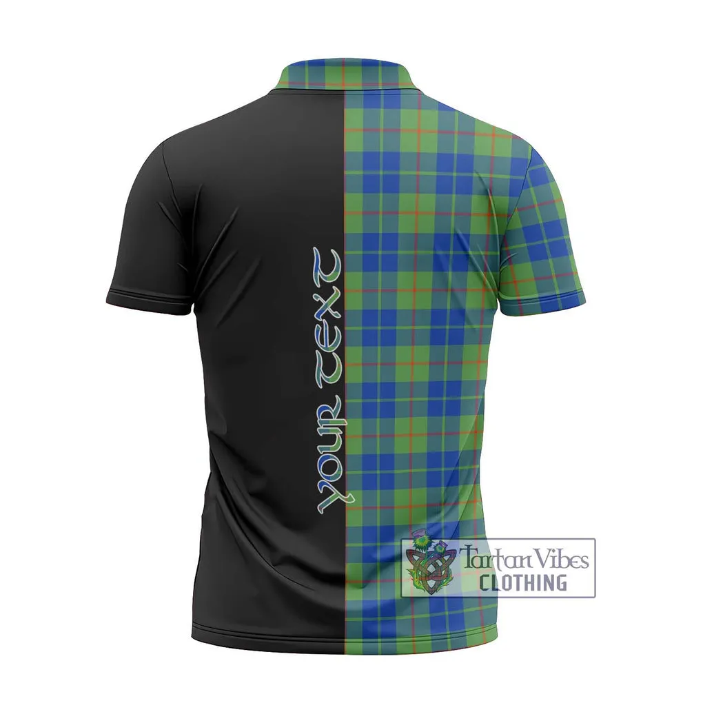 Barclay Hunting Ancient Tartan Zipper Polo Shirt with Family Crest and Half Of Me Style