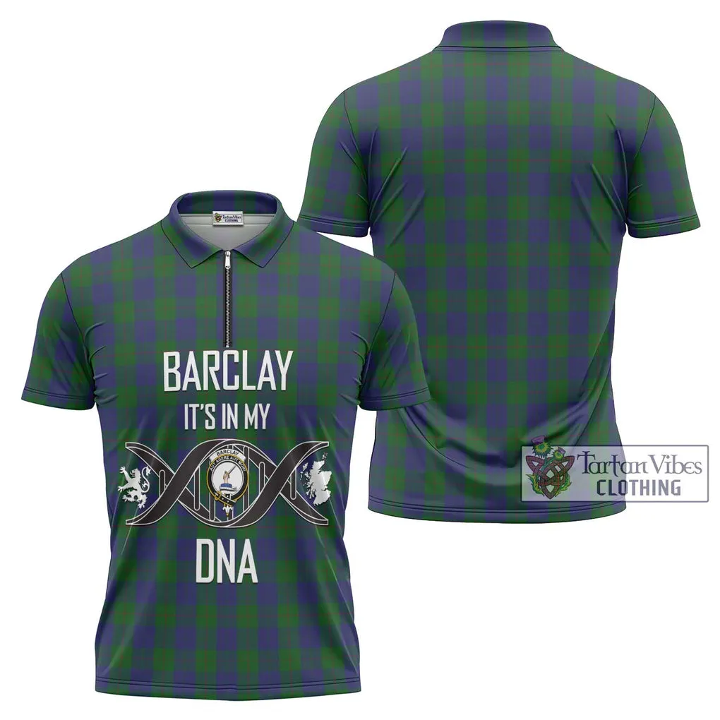 Barclay Tartan Zipper Polo Shirt with Family Crest DNA In Me Style