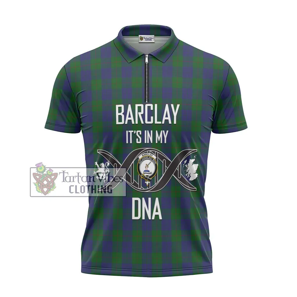 Barclay Tartan Zipper Polo Shirt with Family Crest DNA In Me Style