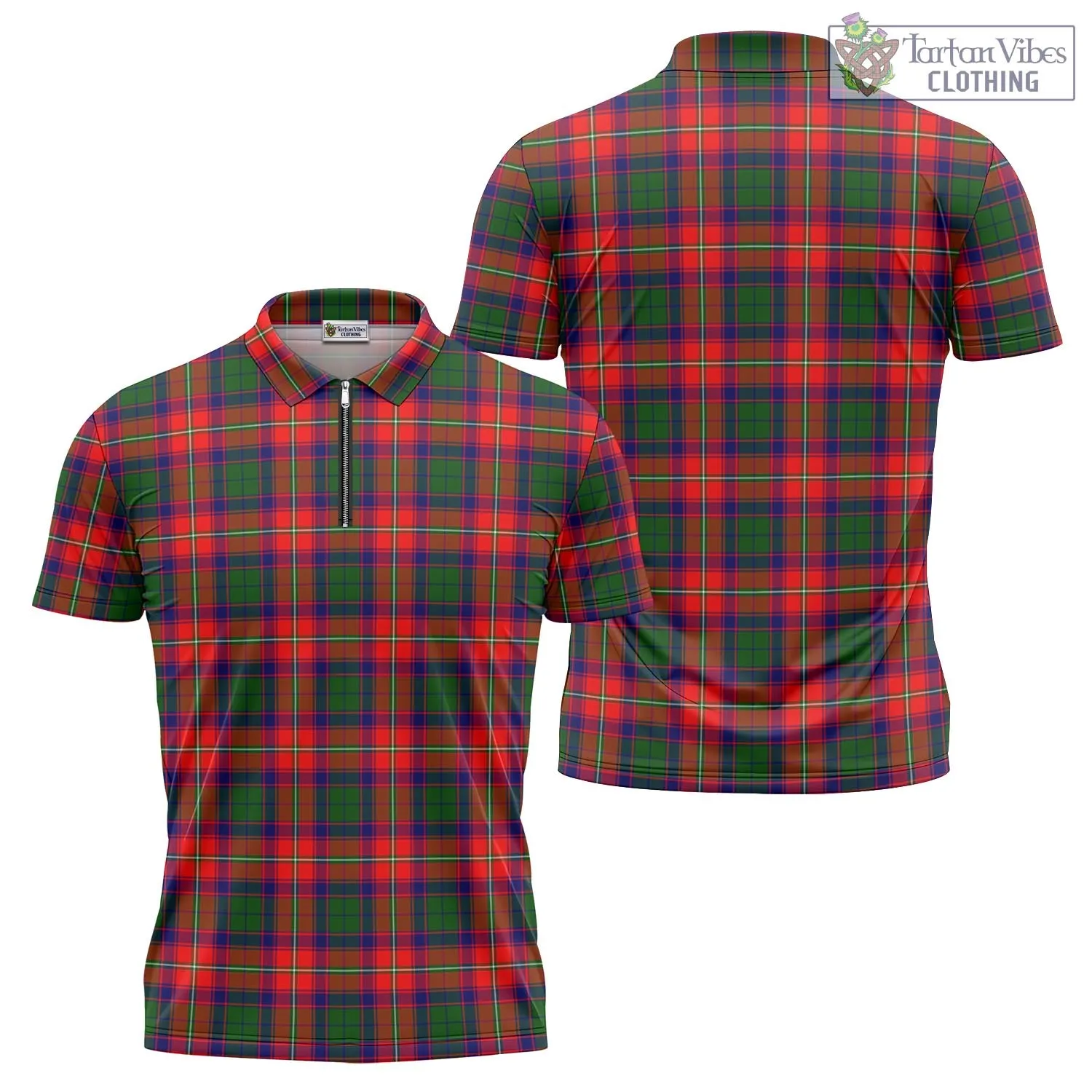 Belshes Tartan Zipper Polo Shirt