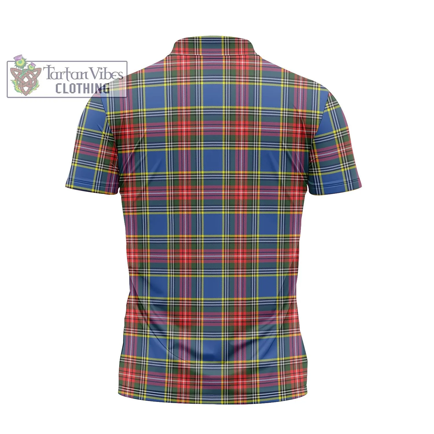 Bethune Tartan Zipper Polo Shirt with Family Crest