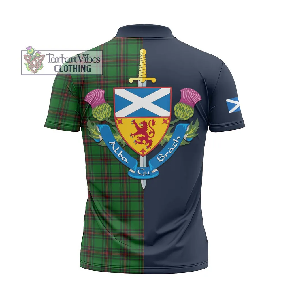 Beveridge Tartan Zipper Polo Shirt Alba with Scottish Lion Royal Arm Half Style