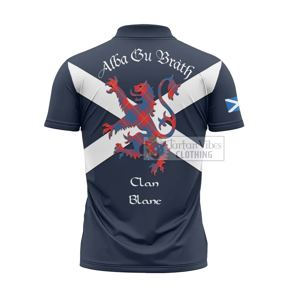 Blane Tartan Lion Rampant Zipper Polo Shirt Proudly Display Your Heritage with Alba Gu Brath and Clan Name