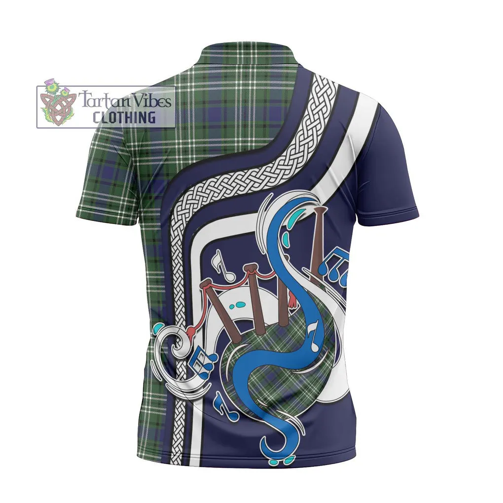 Blyth Tartan Zipper Polo Shirt with Epic Bagpipe Style