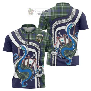 Blyth Tartan Zipper Polo Shirt with Epic Bagpipe Style