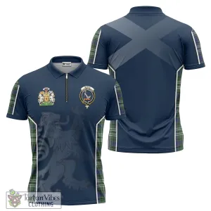 Blyth Tartan Zipper Polo Shirt with Family Crest and Lion Rampant Vibes Sport Style