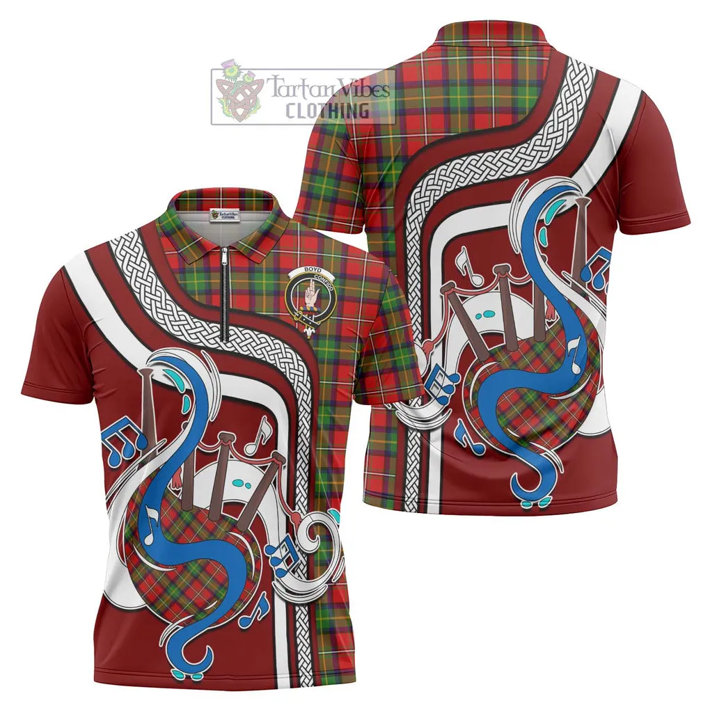 Boyd Tartan Zipper Polo Shirt with Epic Bagpipe Style