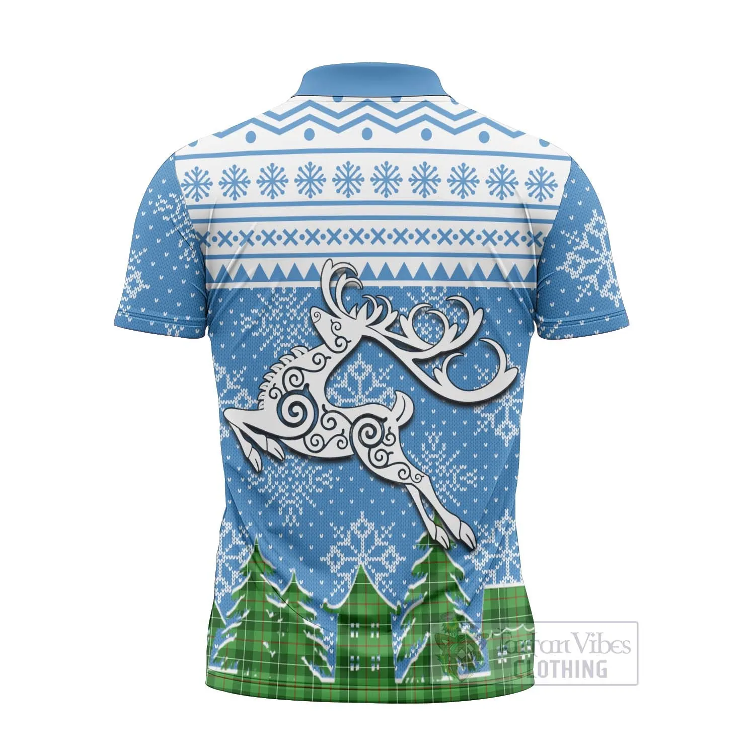 Boyle Clan Christmas Zipper Polo Shirt Celtic Reindeer Style