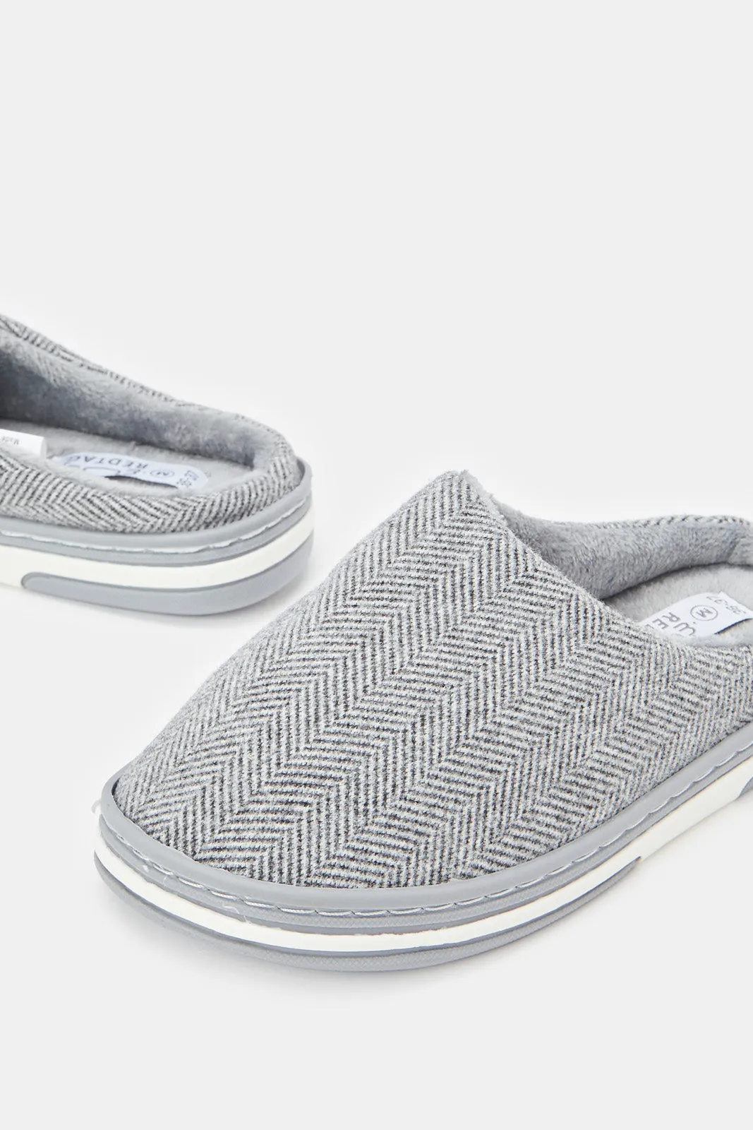 Boys Grey Mule Slippers