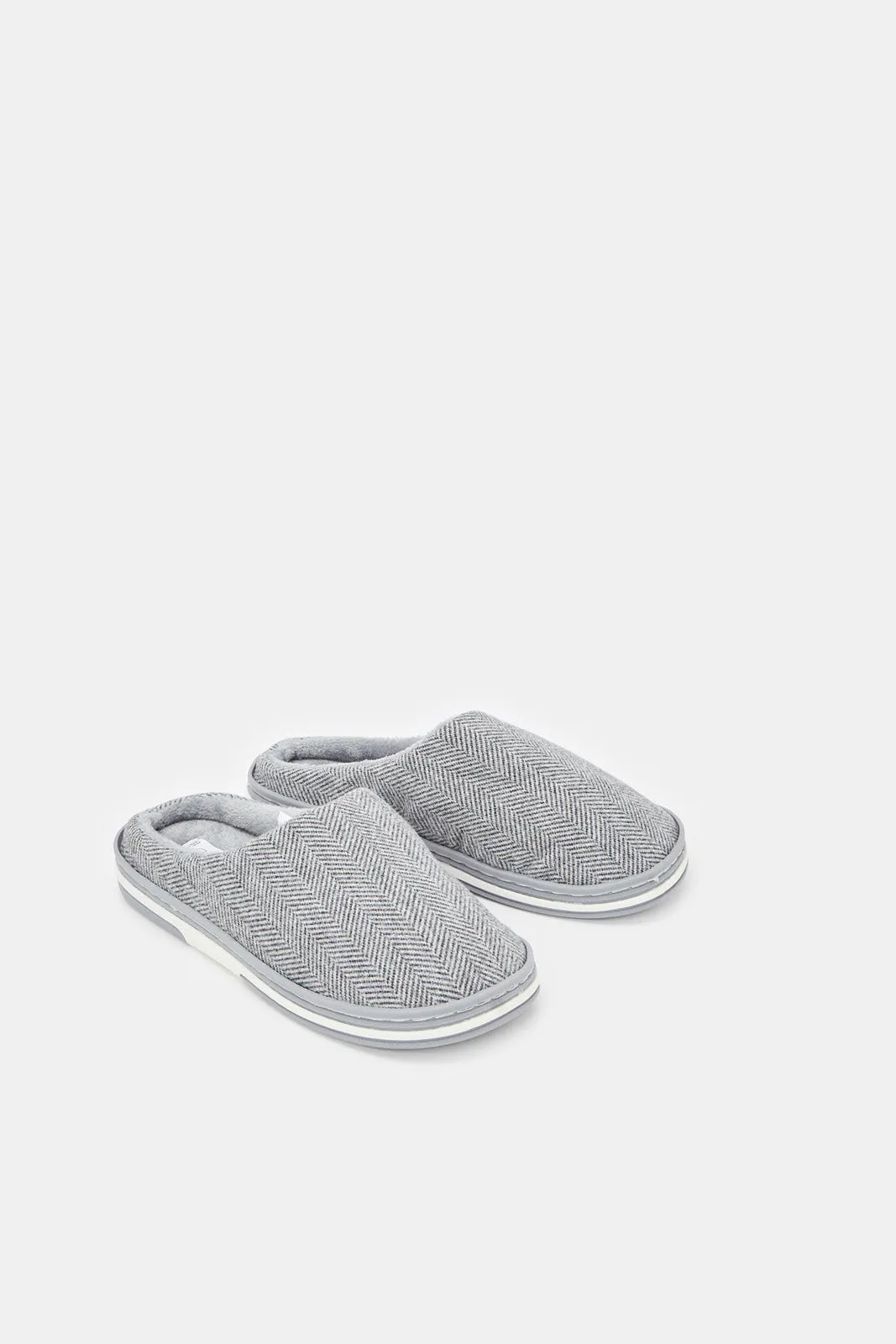 Boys Grey Mule Slippers