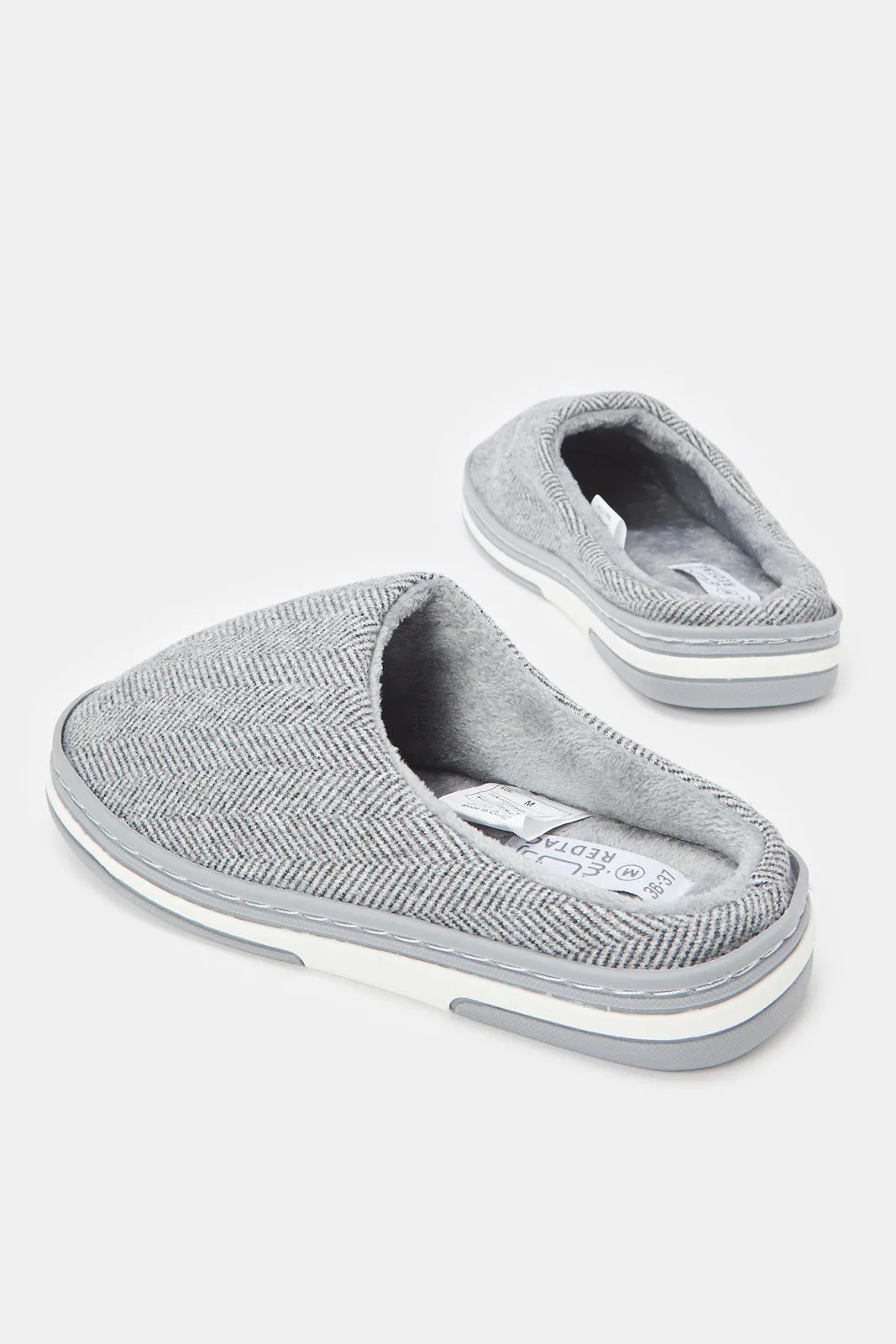 Boys Grey Mule Slippers