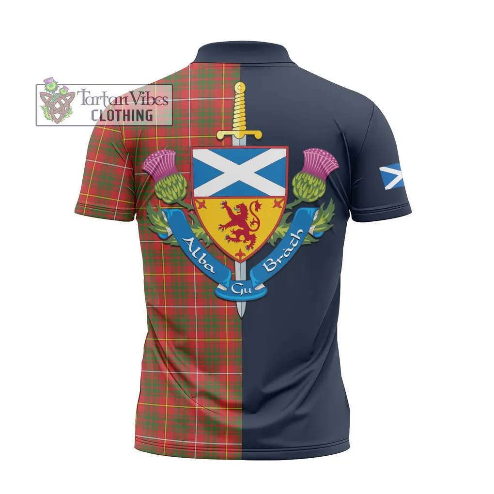 Bruce Modern Tartan Zipper Polo Shirt Alba with Scottish Lion Royal Arm Half Style