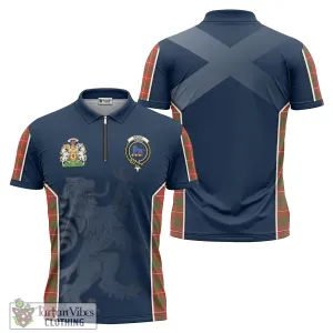 Bruce Modern Tartan Zipper Polo Shirt with Family Crest and Lion Rampant Vibes Sport Style