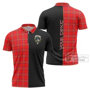 Burnett Modern Tartan Zipper Polo Shirt with Family Crest and Half Of Me Style